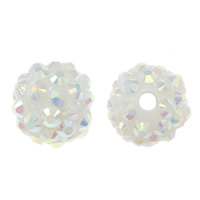 Resin Rhinestone, Round, colorful plated, white, 10x12mm, Hole:Approx 2.5mm, 100PCs/Lot, Sold By Lot