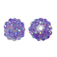 Gyanta strasszos Beads, Kerek, világos lila, 16x18mm, Lyuk:Kb 2.5mm, 100PC-k/Lot, Által értékesített Lot