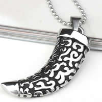 316L Stainless Steel Pendant, Horn, blacken, 16x64mm, Hole:Approx 4x7mm, 2PCs/Lot, Sold By Lot