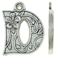 Tibetan Style Alphabet and number Pendants, Letter D, antique silver color plated, nickel, lead & cadmium free, 15x19x2mm, Hole:Approx 2mm, Approx 585PCs/KG, Sold By KG