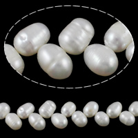 Perles d'eau douce de culture de riz, perle d'eau douce cultivée, naturel, blanc, 7-8mm, Trou:Environ 0.8-1mm, Vendu par Environ 18.5 pouce brin