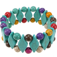 Fashion Turquoise Bracelets with Elastic Thread multi-colored 8mm Length Approx 8 Inch Sold By Lot