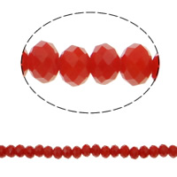 Imitation CRYSTALLIZED™ Element Crystal Beads, Rondelle, faceted & imitation CRYSTALLIZED™ element crystal, bright red, 6x4mm, Hole:Approx 1mm, Length:Approx 17 Inch, 10Strands/Bag, Approx 97PCs/Strand, Sold By Bag