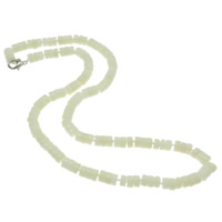 Natürliche Koralle Halskette, Messing Karabinerverschluss, weiß, 3x6mm, verkauft per ca. 17.5 ZollInch Strang