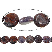 Naturlig Galen agat pärlor, Flat Round, 15x5mm, Hål:Ca 1mm, Längd Ca 15.5 inch, 10Strands/Lot, Säljs av Lot
