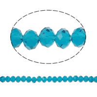 Perles de cristal rondelle, facettes & imitation de cristal CRYSTALLIZED™, bleu montana, 6x4mm, Trou:Environ 1mm, Longueur Environ 18.5 pouce, 10Strandstoron/sac, Vendu par sac