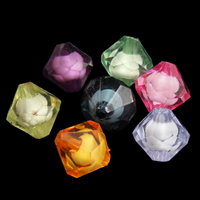 collier en perle acrylique , Bicône, perle dans une perle, couleurs mélangées, 13x14mm, Trou:Environ 2mm, Environ 450PC/sac, Vendu par sac