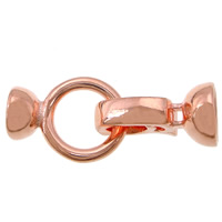 Brass Fold Over Clasp, rose gold color plated, with end cap, nickel, lead & cadmium free, 27x12x4mm, Hole:Approx 6mm, 100Sets/Lot, Sold By Lot