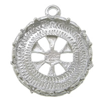 Tibetan Style Pendant Cabochon Setting, Flat Round, platinum color plated, nickel, lead & cadmium free, 23x27.50x4.50mm, Hole:Approx 2mm, Inner Diameter:Approx 20mm, 100PCs/Lot, Sold By Lot