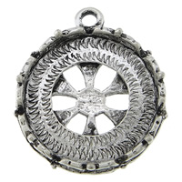 Tibetan Style Pendant Cabochon Setting, Flat Round, antique silver color plated, nickel, lead & cadmium free, 23x27.50x4.50mm, Hole:Approx 2mm, Inner Diameter:Approx 20mm, 100PCs/Lot, Sold By Lot