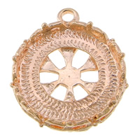 Tibetan Style Pendant Cabochon Setting, Flat Round, rose gold color plated, nickel, lead & cadmium free, 23x27.50x4.50mm, Hole:Approx 2mm, Inner Diameter:Approx 20mm, 100PCs/Lot, Sold By Lot