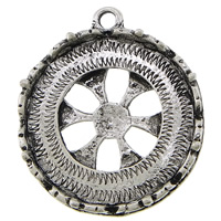 Tibetan Style Pendant Cabochon Setting, Flat Round, antique silver color plated, nickel, lead & cadmium free, 28x32.50x5.50mm, Hole:Approx 2mm, Inner Diameter:Approx 25mm, 100PCs/Lot, Sold By Lot