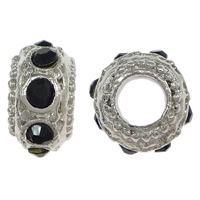 Zinc Alloy European Beads Rondelle platinum color plated without troll & with rhinestone nickel lead & cadmium free Approx 5mm Sold By Lot