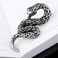 Stainless Steel Animal Pendants, 316L Stainless Steel, Snake, with rhinestone & blacken, 20x40mm, Hole:Approx 3-5mm, 3PCs/Lot, Sold By Lot