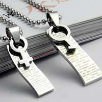 Stainless Steel Couple Pendants 316L Stainless Steel Rectangle with letter pattern & for couple original color  Approx Sold By Lot