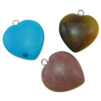 Gemstone Hängen Smycken, Ädelsten, naturlig, blandad, 20x23x7mm, Hål:Ca 2-3mm, 50PC/Lot, Säljs av Lot