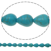 Turquoise Beads, Teardrop, dark green, 12x16mm, Hole:Approx 1mm, Approx 26PCs/Strand, Sold Per Approx 15 Inch Strand