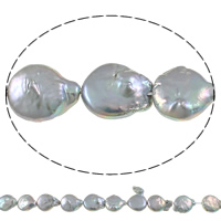 Barock odlad sötvattenspärla pärlor, Freshwater Pearl, Dropp, grå, 11-12mm, Hål:Ca 0.8mm, Såld Per Ca 14.2 inch Strand