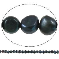 Barock kultivierten Süßwassersee Perlen, Natürliche kultivierte Süßwasserperlen, dunkelgrün, 7-8mm, Bohrung:ca. 0.8mm, verkauft per ca. 14.2 ZollInch Strang