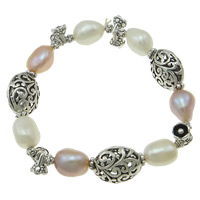 Freshwater Pearl Bracelet with Zinc Alloy antique silver color plated Length Approx 7.5 Inch Sold By Bag
