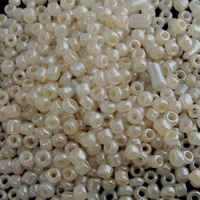 Ceylon Glass Seed Beads, Round, beige, 2x1.90mm, Hole:Approx 1mm, Sold By Bag