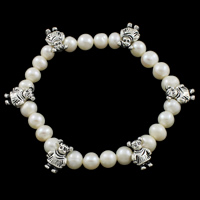 Freshwater Pearl Bracelet with Zinc Alloy Potato natural white Sold Per Approx 7.5 Inch Strand