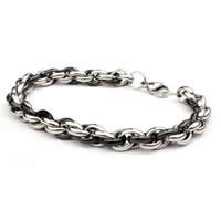 316L Stainless Steel Bracelet plated rope chain & two tone 8mm Length Approx 8.5 Inch Sold By Lot