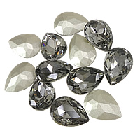 Cabochon di cristallo, Lacrima, placcato color argento, sfaccettati, greige, 13x18mm, 144PC/borsa, Venduto da borsa