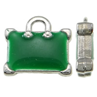 Zinc Alloy Enamel Pendants Rectangle platinum color plated green nickel lead & cadmium free Approx Sold By Bag