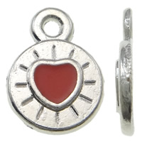 Zinc Alloy Flat Round Pendants platinum color plated enamel nickel lead & cadmium free Approx 1.5mm Sold By Bag