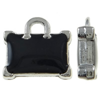 Zinc Alloy Enamel Pendants Rectangle platinum color plated black nickel lead & cadmium free Approx Sold By Bag