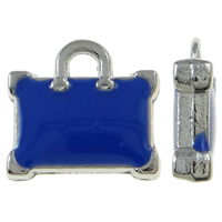 Zinc Alloy Enamel Pendants Rectangle platinum color plated blue nickel lead & cadmium free Approx Sold By Bag