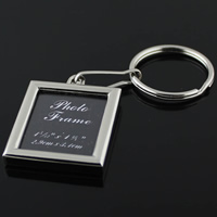 Zinc Alloy Key Chain Square platinum color plated with photo locket nickel lead & cadmium free Sold By Lot