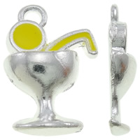 Zinc Alloy Pendants Cup silver color plated enamel yellow nickel lead & cadmium free Approx 1.5mm Sold By Bag