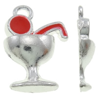 Zinc Alloy Pendants Cup silver color plated enamel red nickel lead & cadmium free Approx 1.5mm Sold By Bag