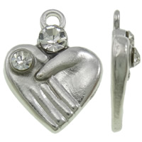 Zinc Alloy Heart Pendants platinum color plated with rhinestone nickel lead & cadmium free Approx 1.5mm Sold By Bag