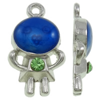 Character Zinc Alloy Pendants platinum color plated enamel & with rhinestone blue nickel lead & cadmium free Approx 1.5mm Sold By Bag