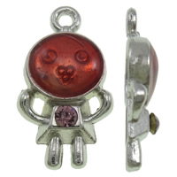 Character Zinc Alloy Pendants platinum color plated enamel & with rhinestone red nickel lead & cadmium free Approx 1.5mm Sold By Bag