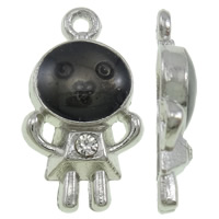 Character Zinc Alloy Pendants platinum color plated enamel & with rhinestone black nickel lead & cadmium free Approx 1.5mm Sold By Bag