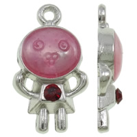 Character Zinc Alloy Pendants platinum color plated enamel & with rhinestone pink nickel lead & cadmium free Approx 1.5mm Sold By Bag