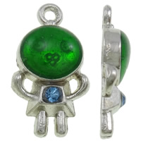 Character Zinc Alloy Pendants platinum color plated enamel & with rhinestone green nickel lead & cadmium free Approx 1.5mm Sold By Bag
