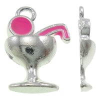 Zinc Alloy Pendants Cup silver color plated enamel pink nickel lead & cadmium free Approx 1.5mm Sold By Bag