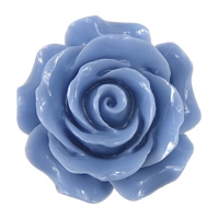 Flower Resin Cabochon, flat back, blue, 30x30mm, 90PCs/Lot, Sold By Lot