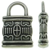 Tibetan Style Lock Pendants, antique silver color plated, nickel, lead & cadmium free, 10x15x3mm, Hole:Approx 4x3mm, 100PCs/Bag, Sold By Bag