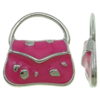 Zinc Alloy Handbag Pendants platinum color plated enamel pink nickel lead & cadmium free Approx Sold By Bag