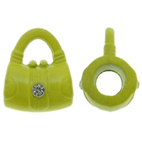 Zinc Alloy Bail Beads Handbag enamel & with rhinestone yellow nickel lead & cadmium free Approx 4mm Sold By Bag