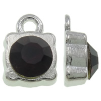 Tibetan Style Rhinestone Pendants, Square, platinum color plated, with rhinestone, dark purple, nickel, lead & cadmium free, 8x12x5mm, Hole:Approx 1.5mm, 100PCs/Bag, Sold By Bag