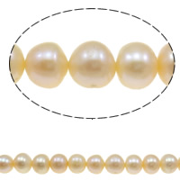 Tlačítko kultivované sladkovodní Pearl Beads, růžový, 8-9mm, Otvor:Cca 0.8mm, Prodáno za 15.5 inch Strand