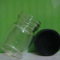 Schmuck Nagelkasten, Glas, mit Kunststoff, Zylinder, transparent, schwarz, 22x30mm, 100PCs/Menge, verkauft von Menge