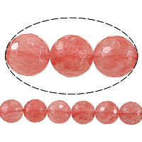 Cherry Quartz Beads, Round, faceted, 18mm, Hole:Approx 2mm, Length:Approx 15 Inch, 3Strands/Lot, Approx 22PCs/Strand, Sold By Lot